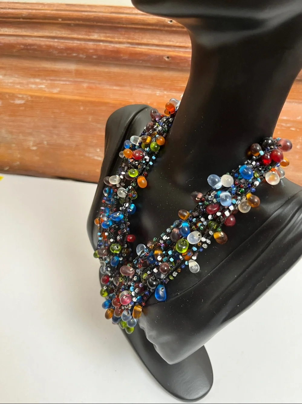 Vintage Multi-Color Glass Bead Statement Necklace - Fashion Brand